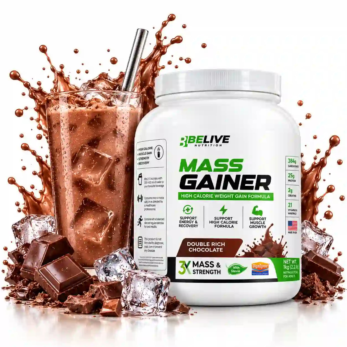 BELIVE Mass Gainer 3KG – Double Rich Chocolate
