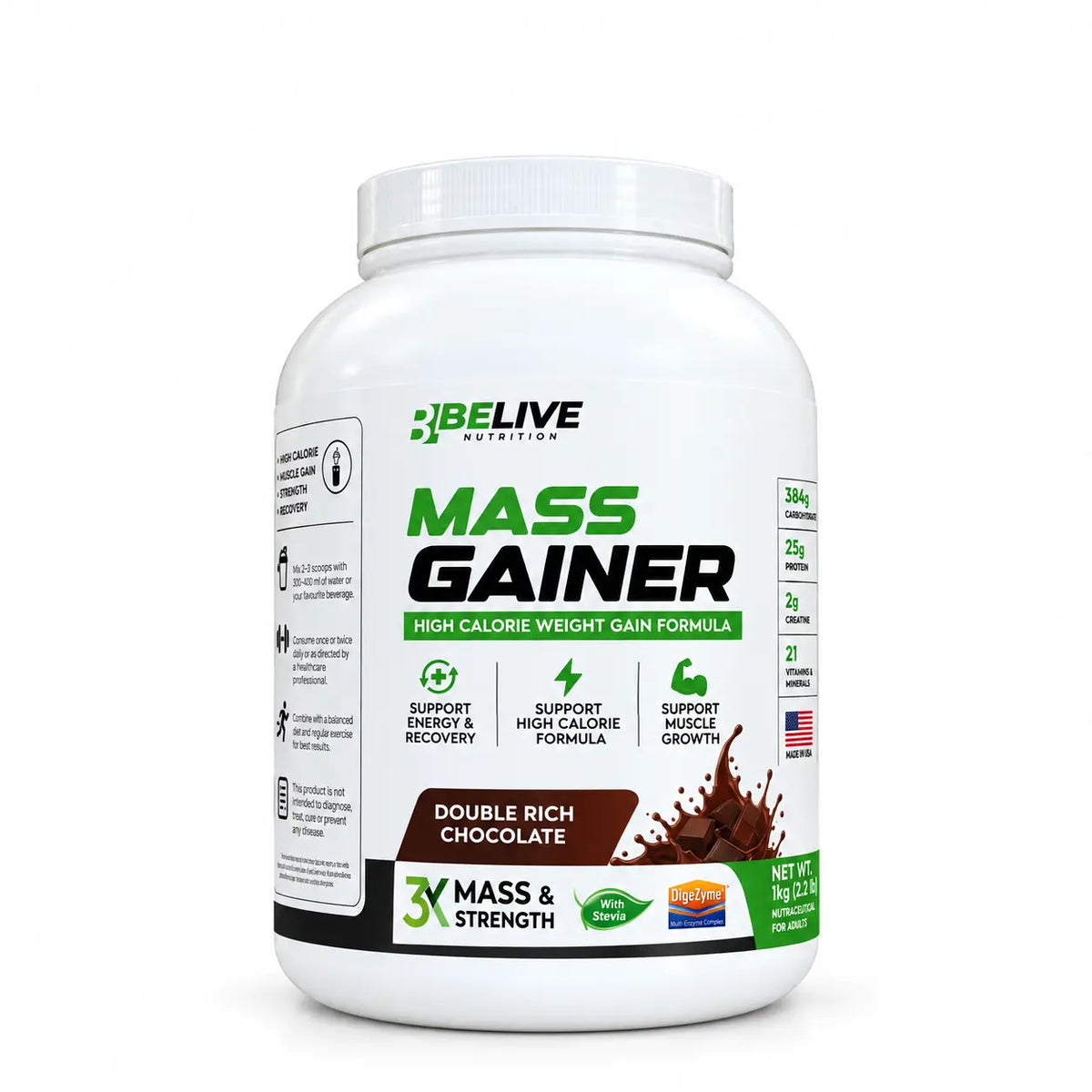 BELIVE Mass Gainer 3KG – Double Rich Chocolate
