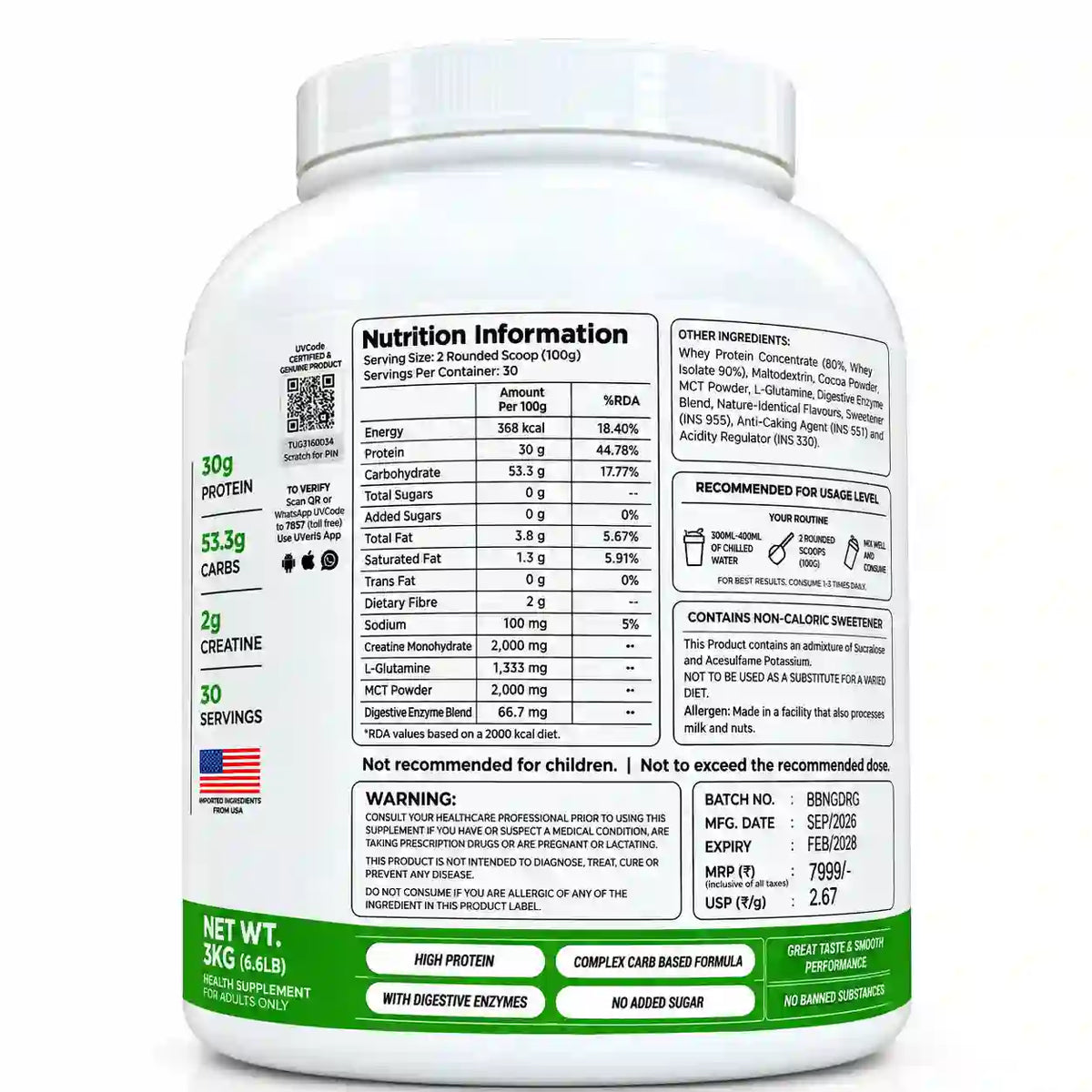 BELIVE Mass Gainer 3KG – Double Rich Chocolate